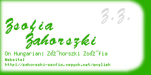 zsofia zahorszki business card